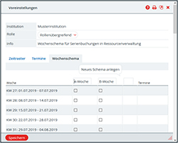 Frei definierbares Wochenschema