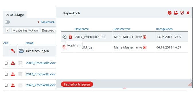 Kopieren Sie gelschte Dateien aus dem Papierkorb zurck in eine Ihrer Dateiablagen